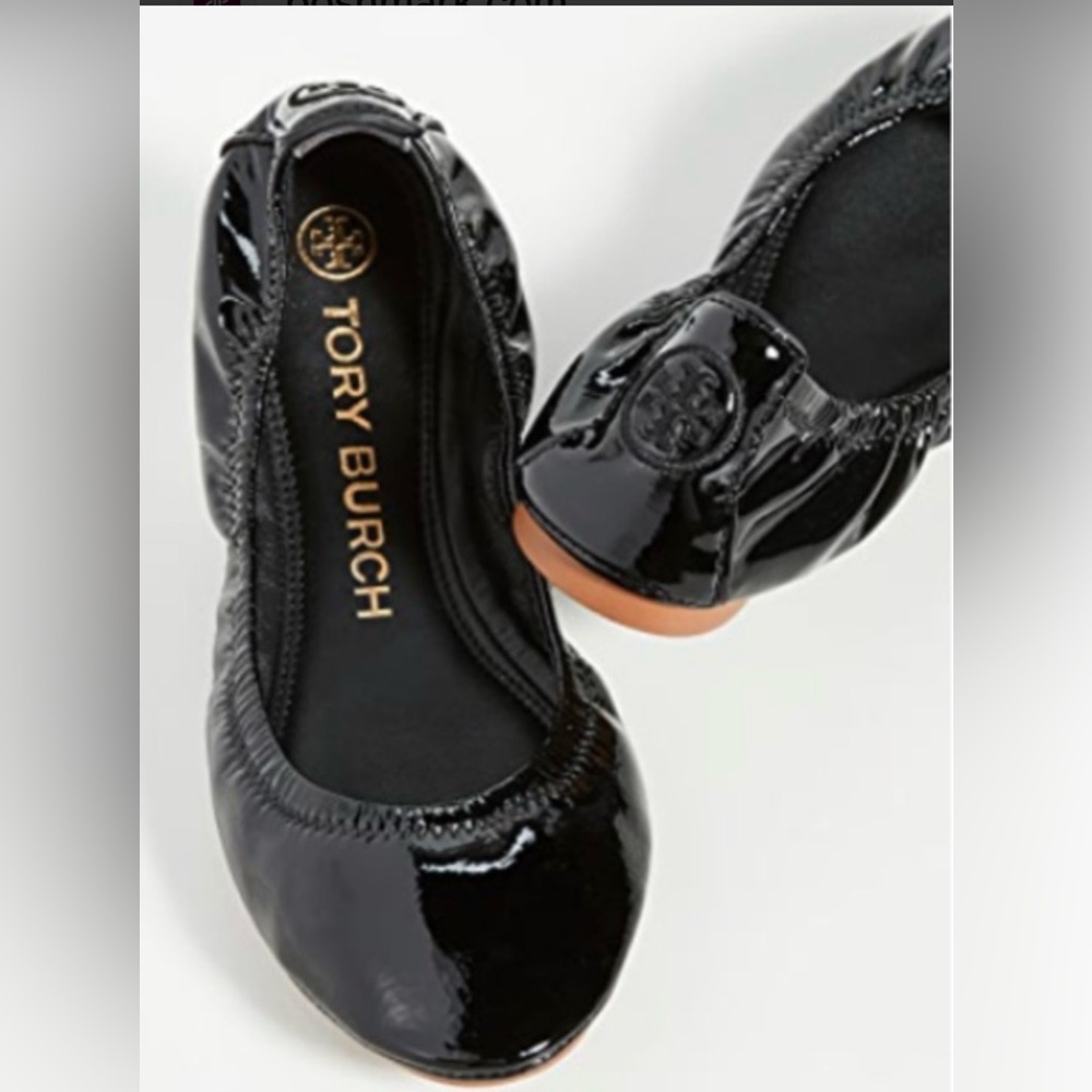 Tory Burch Black Patent Leather Ballet Flats Size 8.5